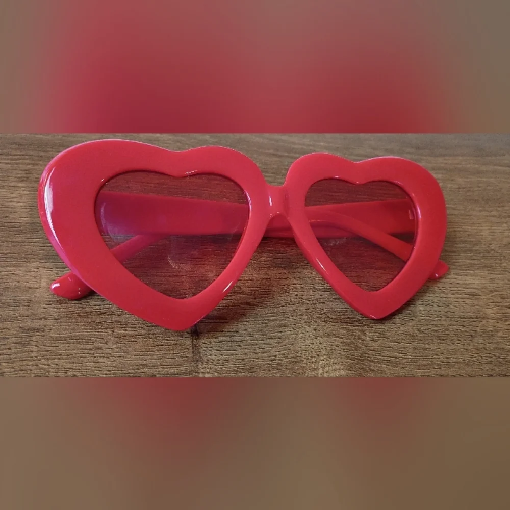 red heart shaped sunglasses women chunky frame love themed casual statement cute